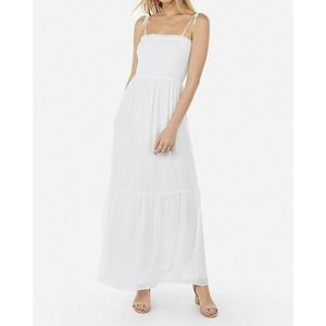 New boohoo Plus Size 16 Smocked White Maxi Dress
